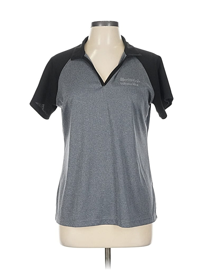 SPORT-TEK Pre-owned Short Sleeve Top Gray V-neck Tops