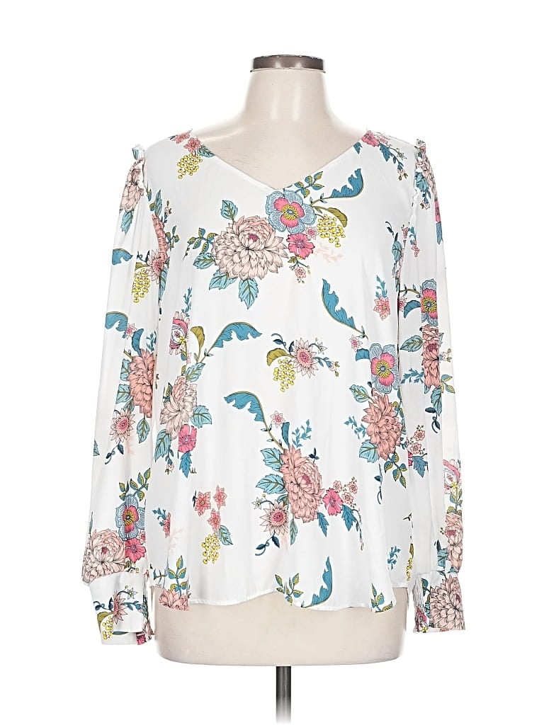 Pre-owned Ann Taylor Loft Long Sleeve Blouse In White