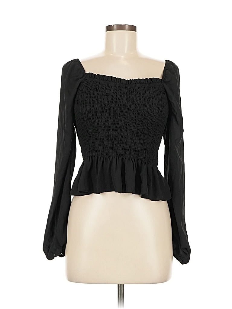 Pre-owned Sincerely Jules Long Sleeve Top Black Sweetheart Neckline Tops