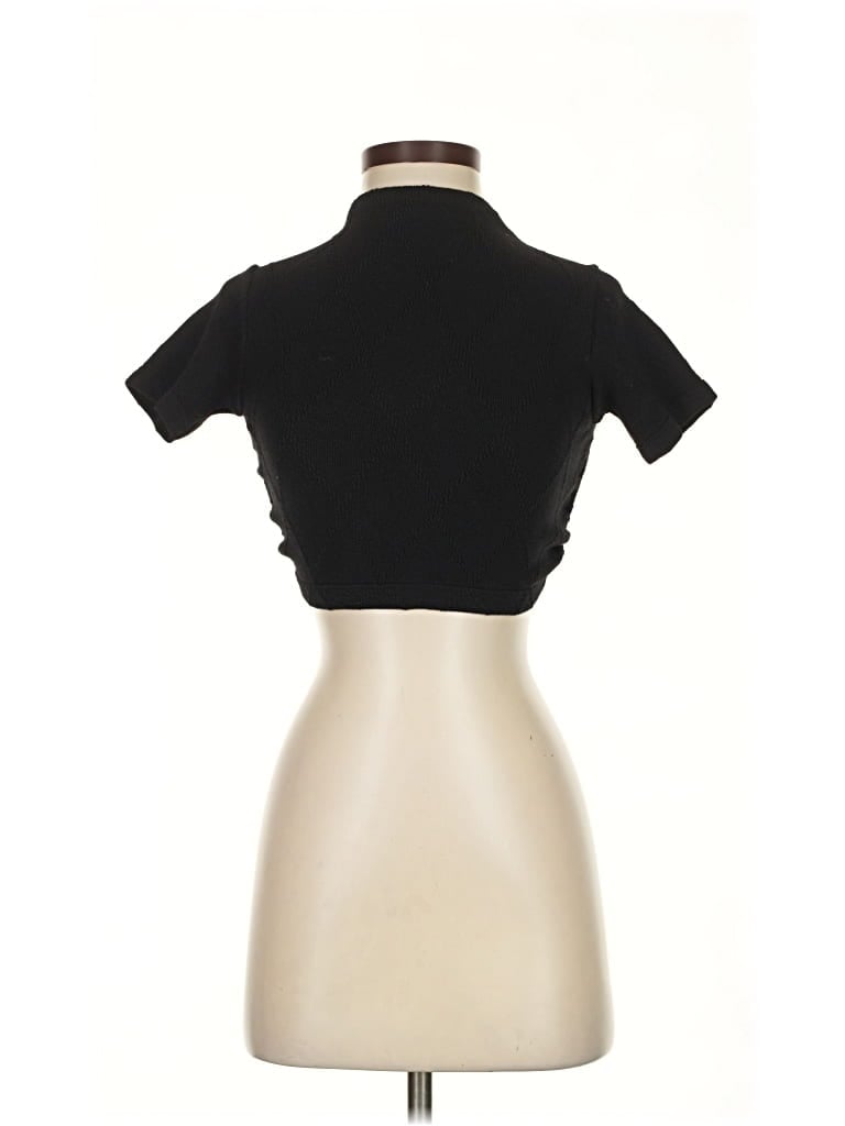 Zara Short Sleeve Top Black Keyhole Neckline Tops In Black