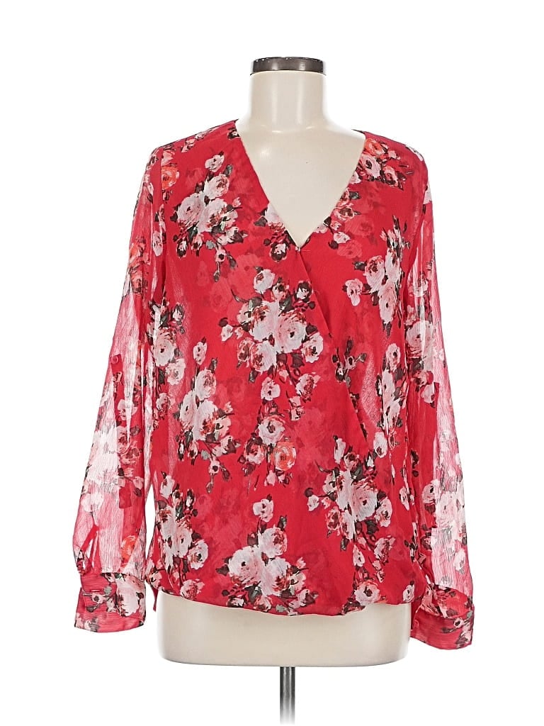 Pre-owned Kut From The Kloth Long Sleeve Blouse In Red