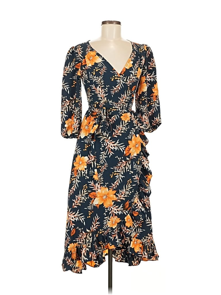 Pre-owned Blue Rain Cocktail Dress In Orange