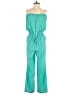 Zoa 100% Polyester Solid Teal Jumpsuit Size S - photo 1