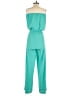 Zoa 100% Polyester Solid Teal Jumpsuit Size S - photo 2