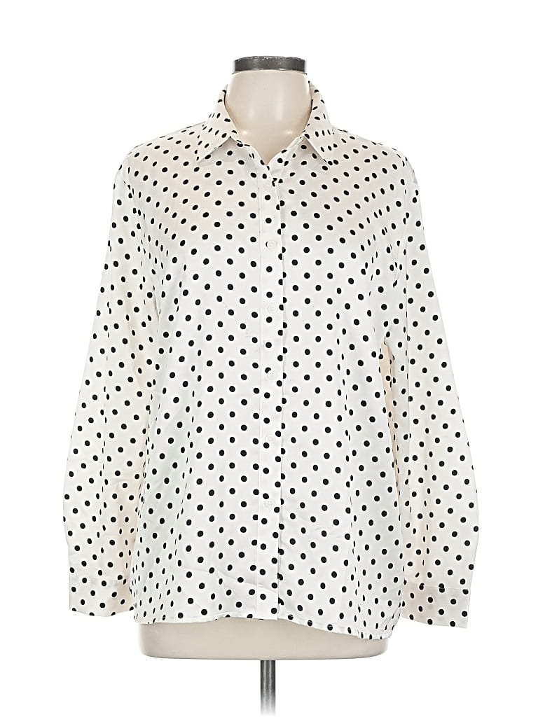 Pre-owned Ann Taylor Loft Long Sleeve Blouse In White