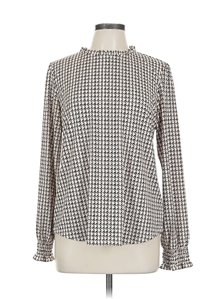 Pre-owned Adrianna Papell Long Sleeve Blouse In Silver