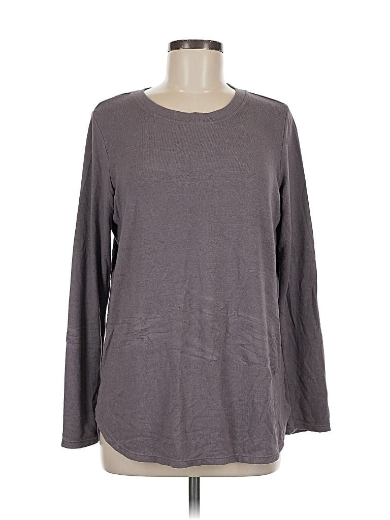 Pre-owned Matty M Long Sleeve Top Gray Crew Neck Tops