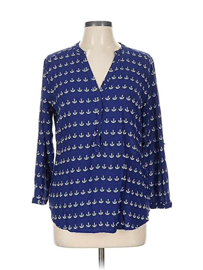 Click to view more detailed imagery on our partner's website Pre-owned Grand & Greene 3/4 Sleeve Blouse In Blue