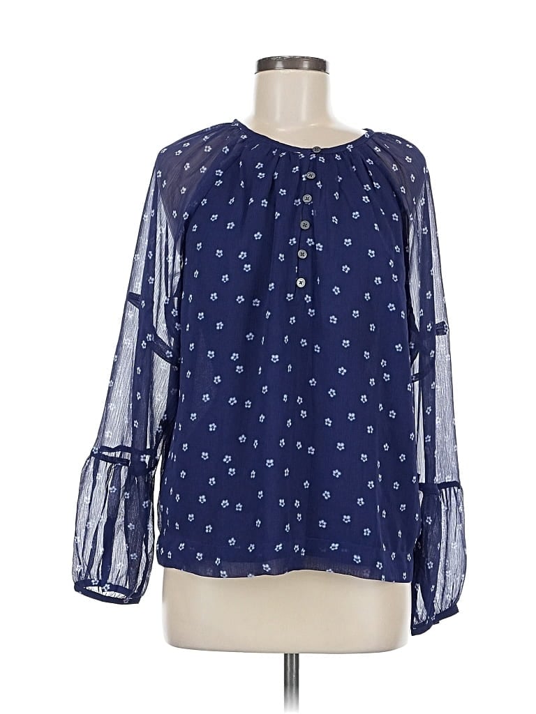 Pre-owned Ann Taylor Loft Long Sleeve Blouse In Blue
