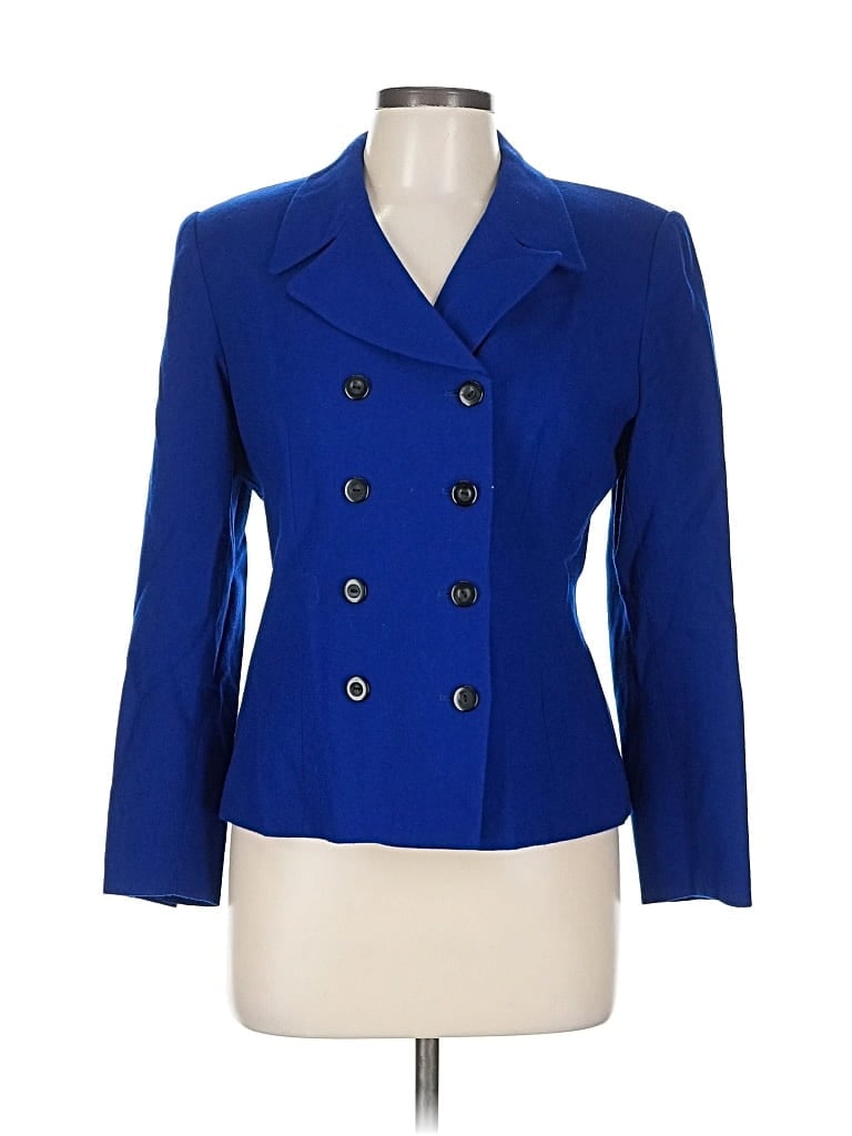 Pre-owned Kasper A.s.l. Wool Blazer Jacket In Blue