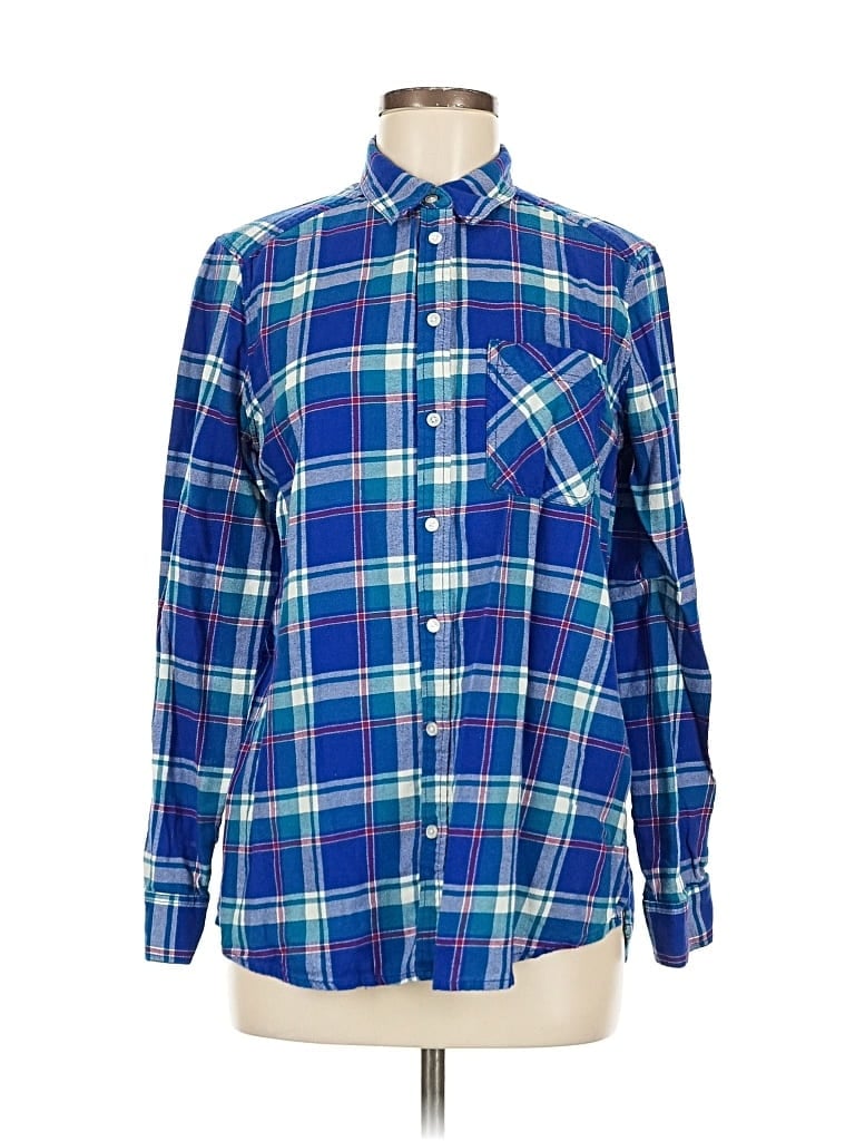 EXPRESS Pre-owned Long Sleeve Button Down Shirt In Blue