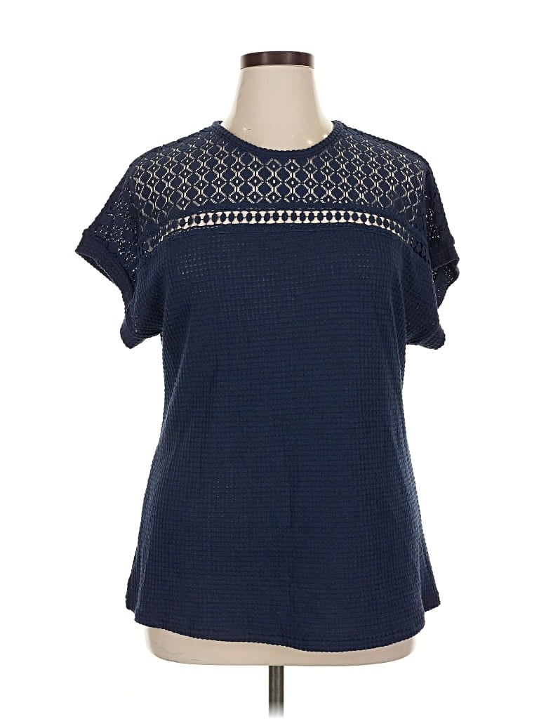 Pre-owned Dokotoo Short Sleeve Top Blue Keyhole Neckline Tops