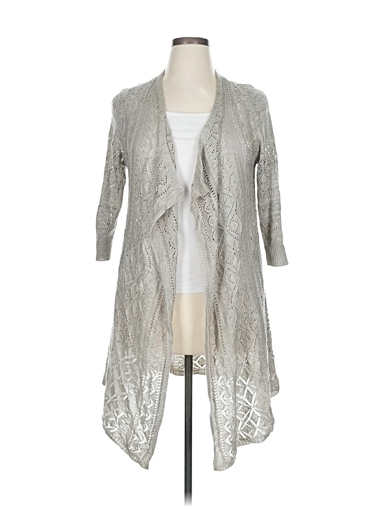 Pre-owned One World Cardigan Sweater In Silver