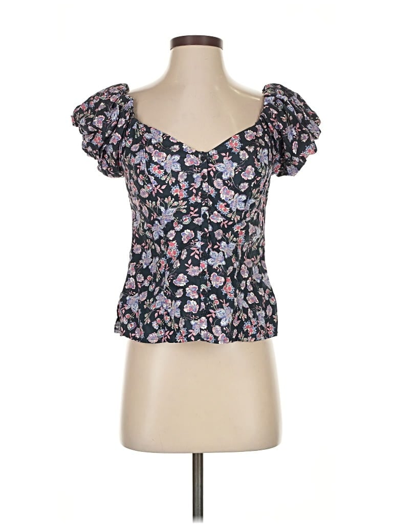 Nation Ltd Short Sleeve Top Black Sweetheart Neckline Tops In Multi