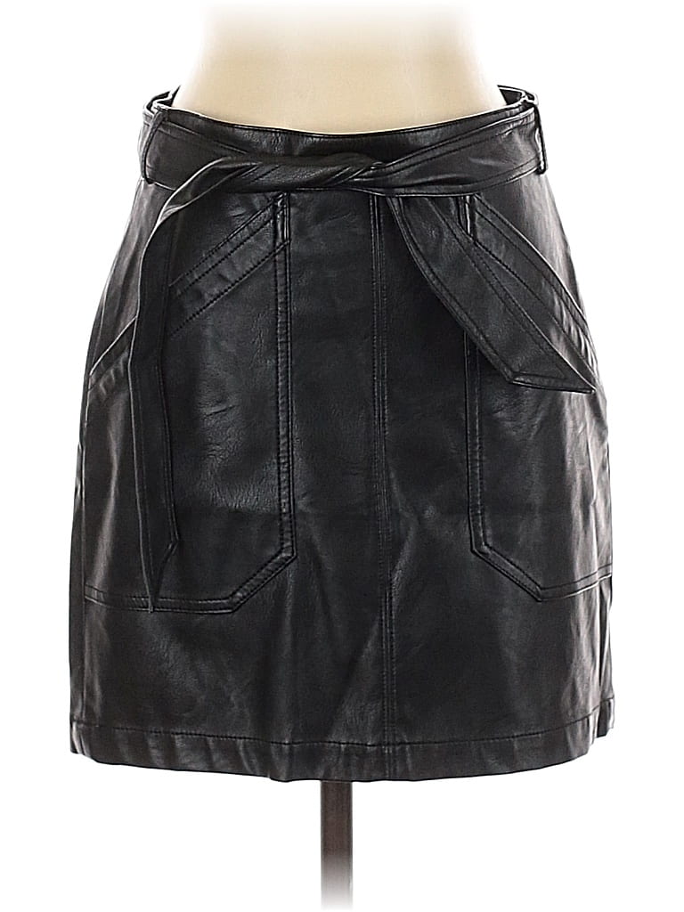 Pre-owned Express Faux Leather Skirt In Black