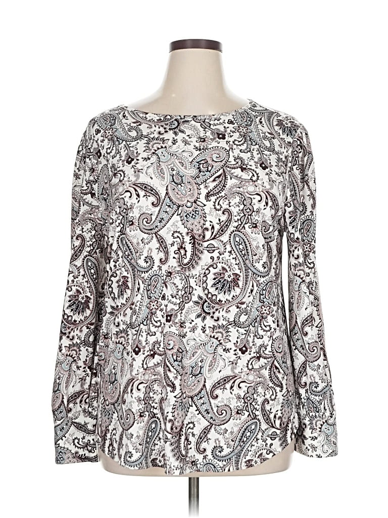 Pre-owned Ann Taylor Factory Long Sleeve Blouse In Silver