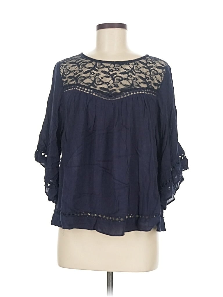 Pre-owned Harlowe & Graham 3/4 Sleeve Blouse In Blue