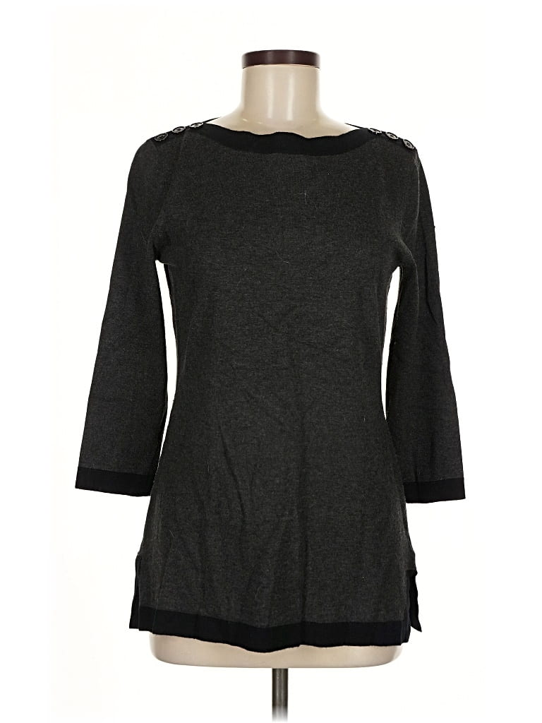 Pre-owned Cable & Gauge Pullover Sweater In Black