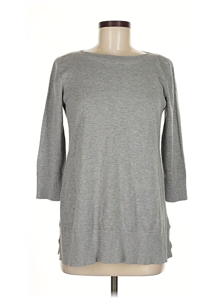 Pre-owned Cable & Gauge Pullover Sweater In Gray