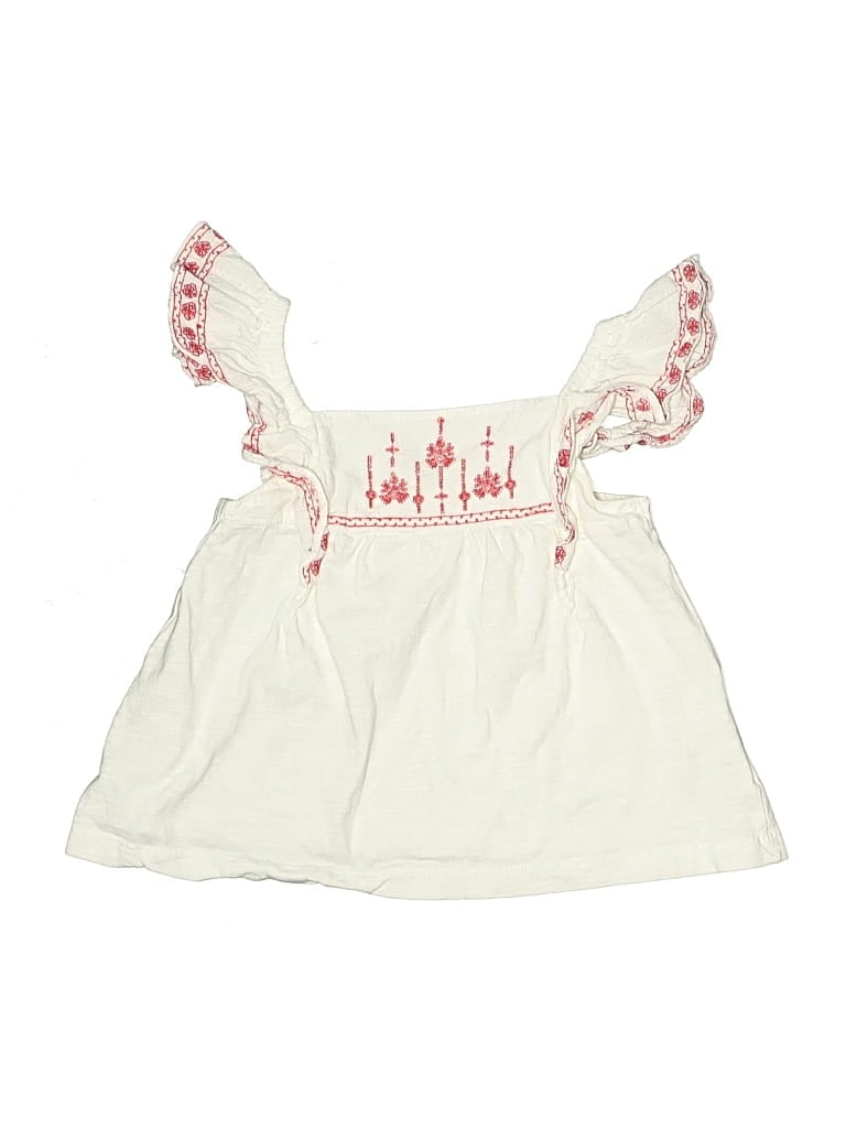 Pre-owned Assorted Brands Kids' Sleeveless Top White Ruffles Neckline Tops