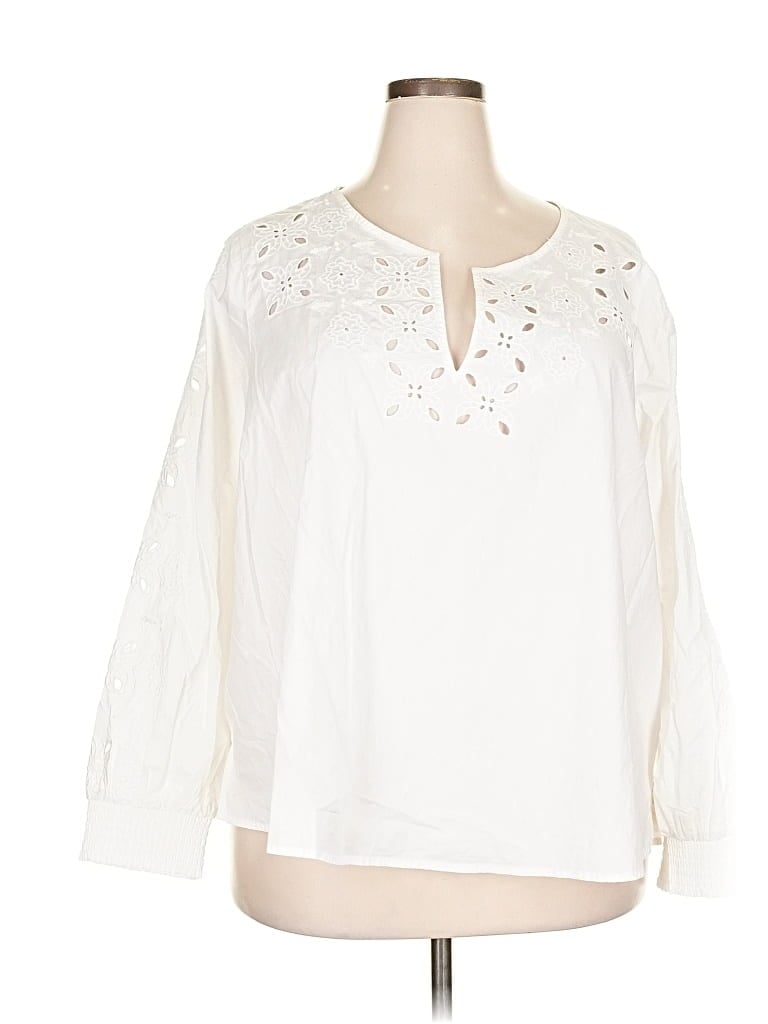 LANE BRYANT Pre-owned 3/4 Sleeve Blouse In White