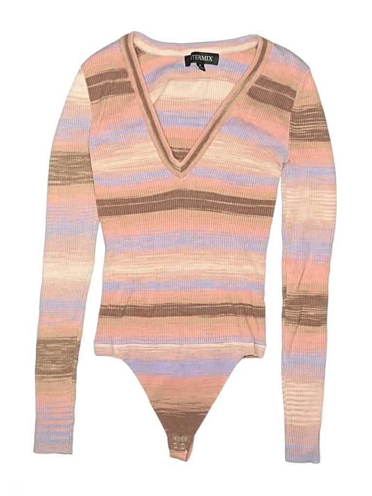 Pre-owned Intermix Bodysuit In Brown