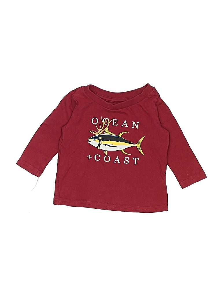 Pre-owned Ocean + Coast Babies' 3/4 Sleeve T-shirt In Burgundy
