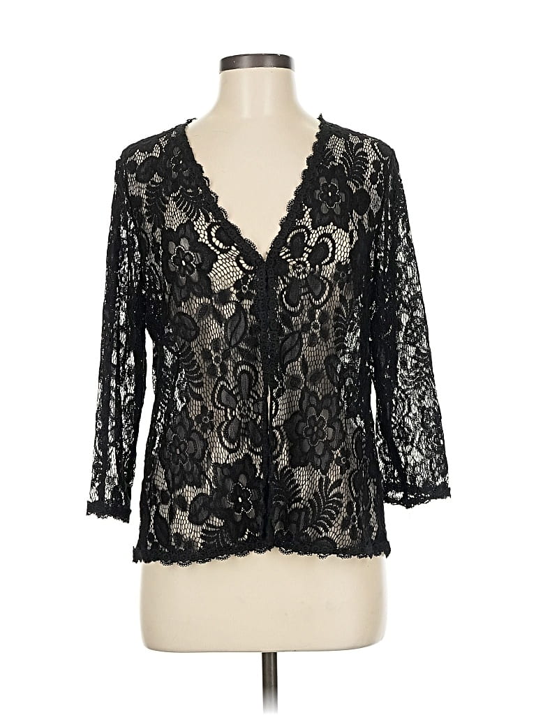 Pre-owned Assorted Brands 3/4 Sleeve Blouse In Black