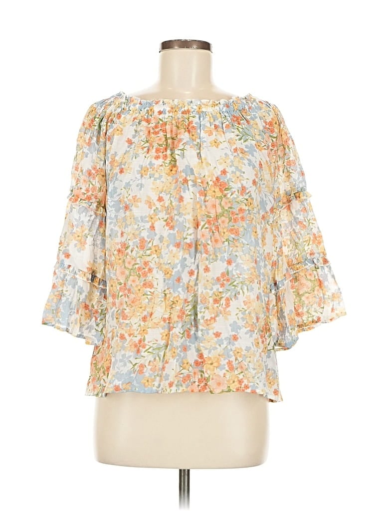 Pre-owned Zac & Rachel 3/4 Sleeve Blouse In White