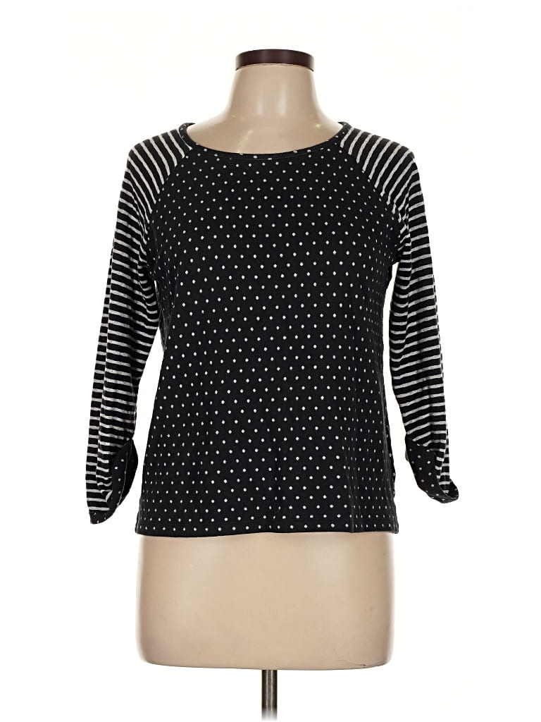 Pre-owned Jones New York Sport 3/4 Sleeve Top Black Boatneck Tops