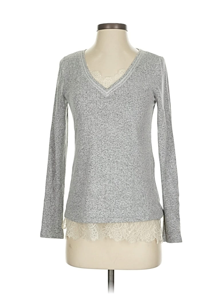 Pre-owned White House Black Market Pullover Sweater In Silver