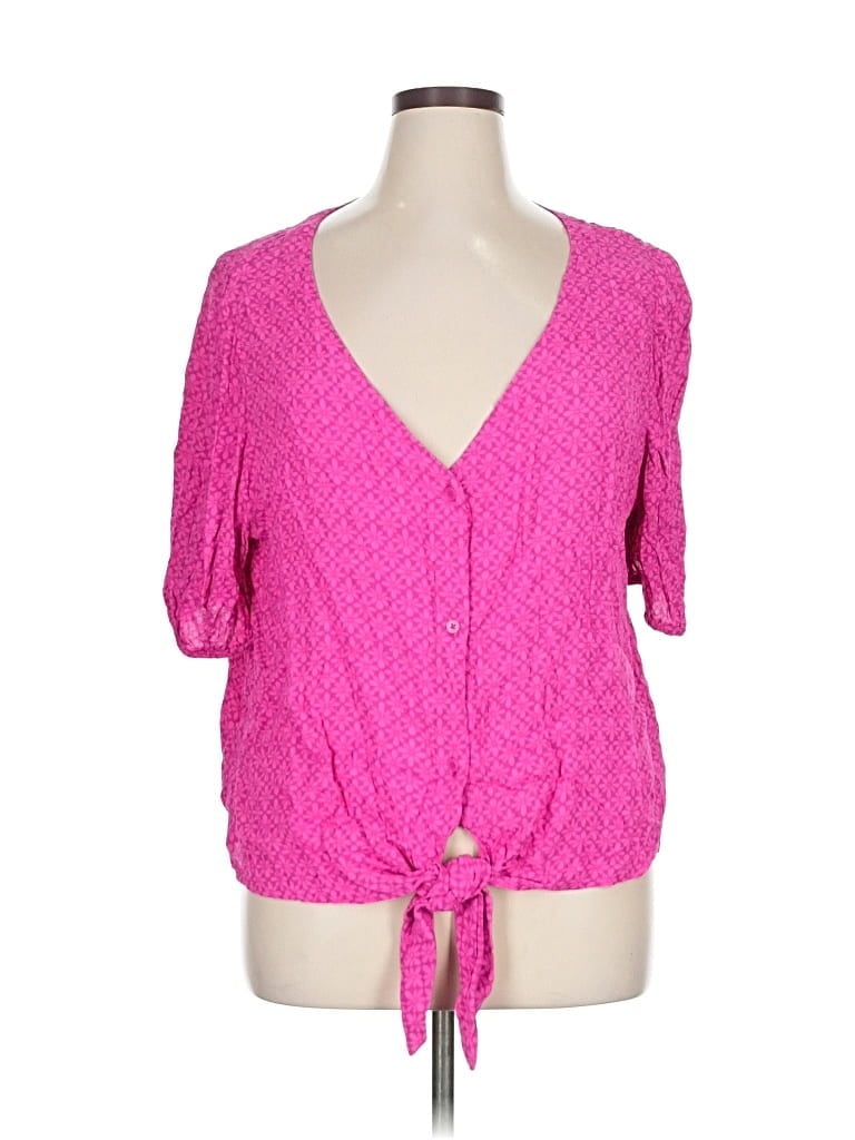 Pre-owned Ann Taylor Loft 3/4 Sleeve Blouse In Pink