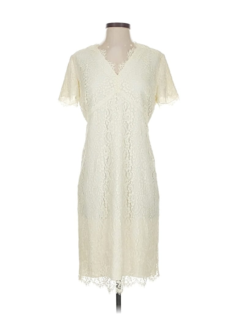 Pre-owned Linda Allard Ellen Tracy Cocktail Dress In White