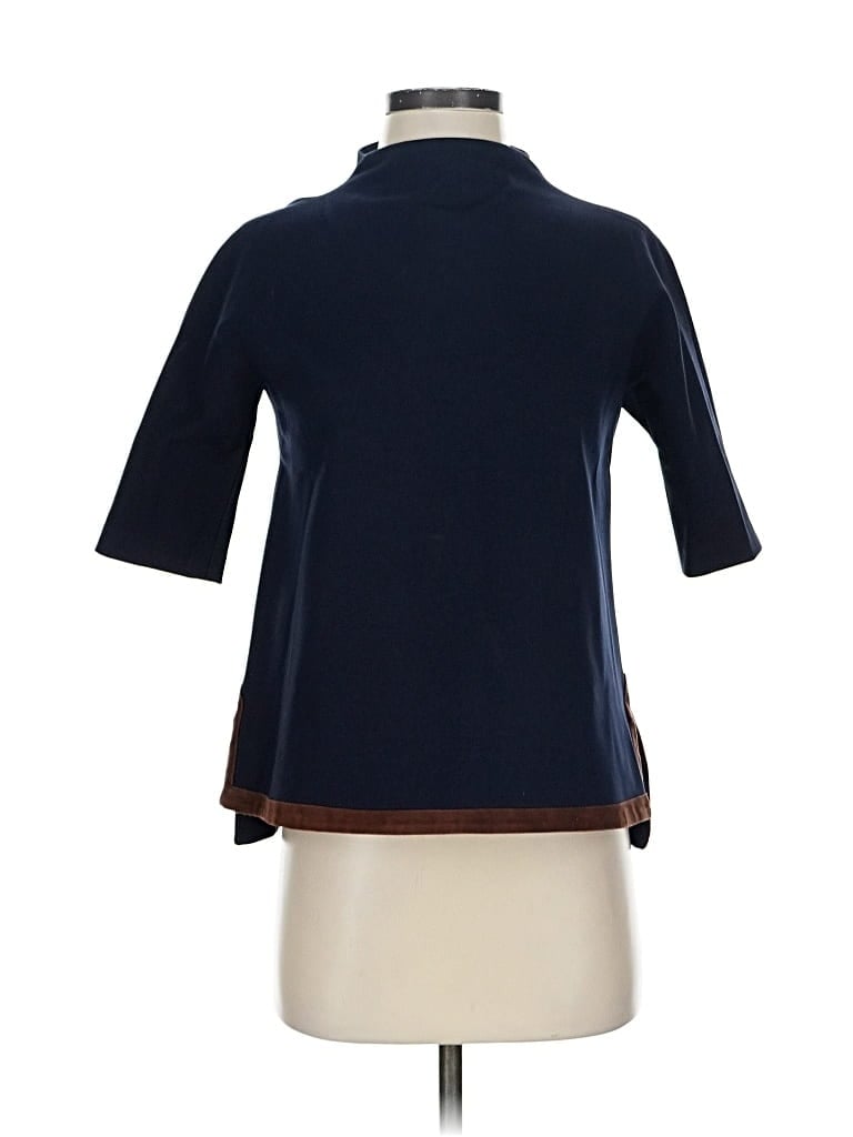 Pre-owned Ann Mashburn 3/4 Sleeve Top Blue Mock Neckline Tops