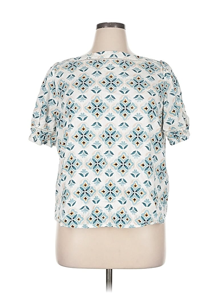 Pre-owned Ann Taylor Factory Short Sleeve Blouse In Blue