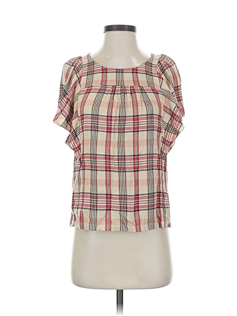 Pre-owned Maeve By Anthropologie Short Sleeve Blouse In Pink