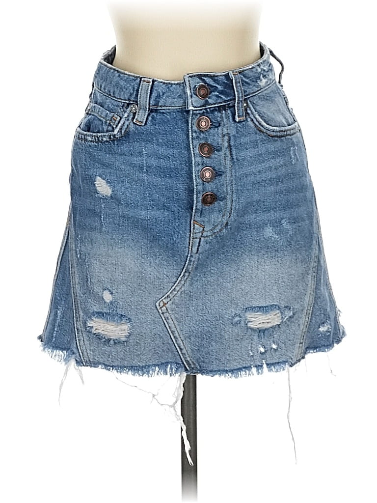 WE THE FREE Pre-owned Denim Skirt In Blue