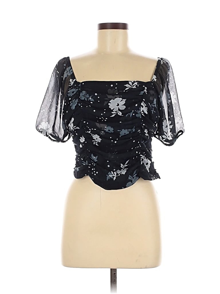 Pre-owned Express Outlet Short Sleeve Top Black Sweetheart Neckline Tops