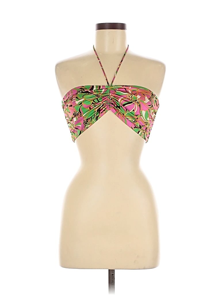 Pre-owned Acoa Collection Tank Top Green Halter Neckline Tops