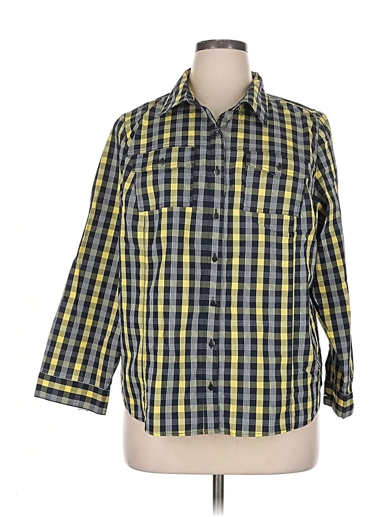 Pre-owned Cj Banks 3/4 Sleeve Button Down Shirt In Yellow