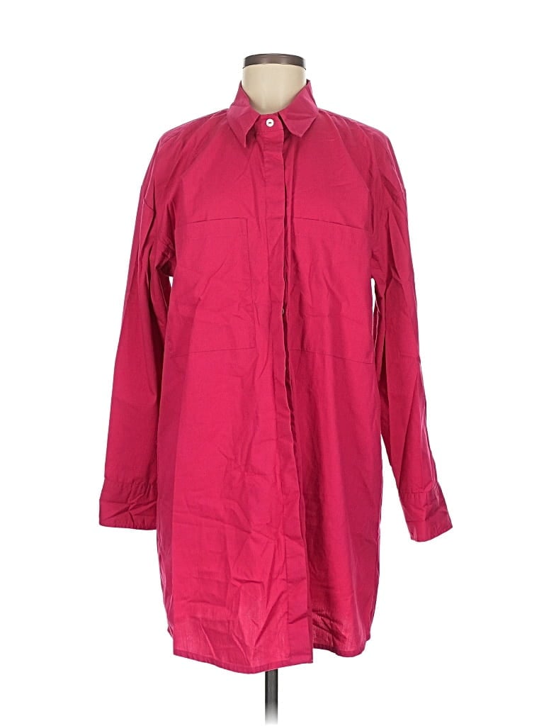 Pre-owned Abercrombie & Fitch 3/4 Sleeve Button Down Shirt In Burgundy