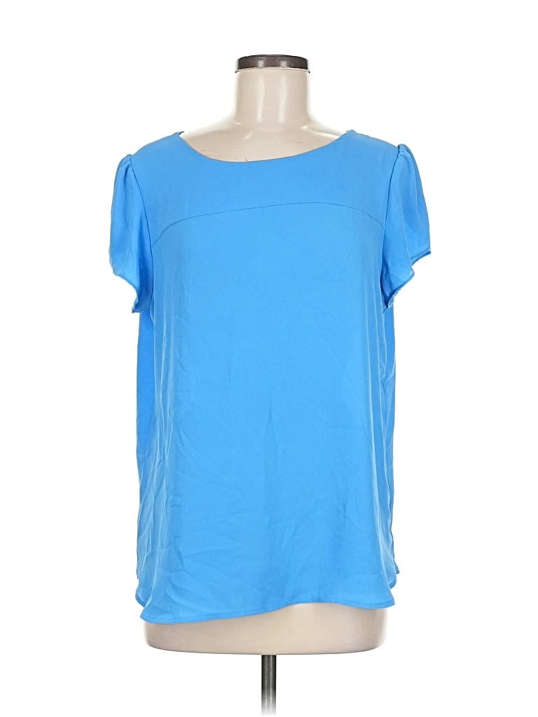 Pre-owned Ann Taylor Loft Short Sleeve Top Blue Scoop Neck Tops