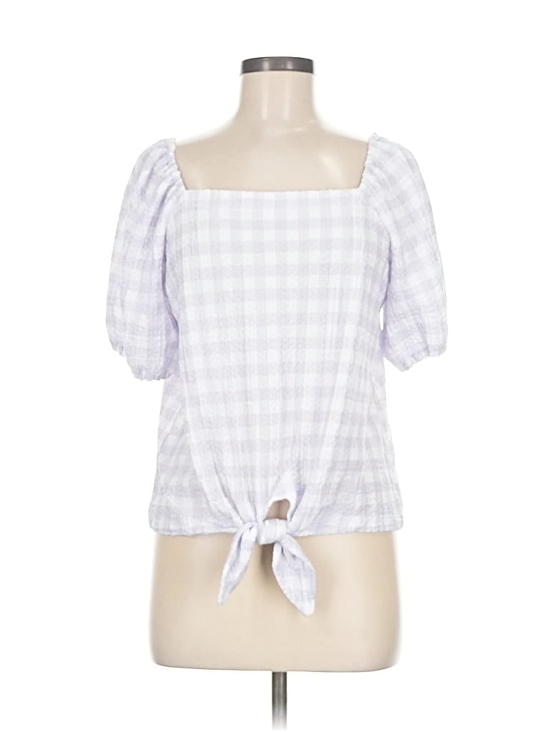 Pre-owned Ann Taylor Loft Short Sleeve Blouse In White