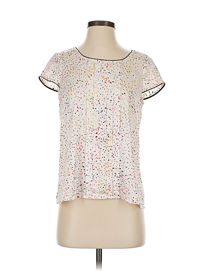 Pre-owned Ann Taylor Short Sleeve Top Silver Scoop Neck Tops