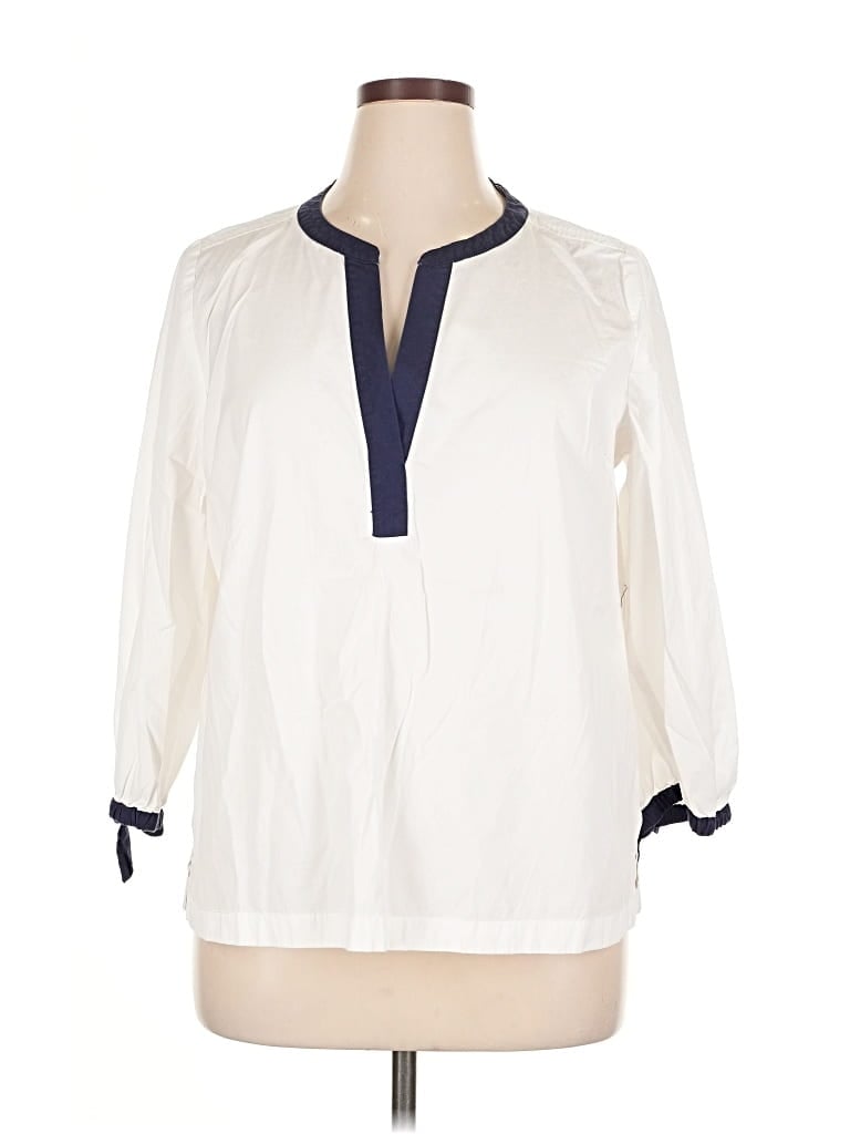 Pre-owned Vineyard Vines 3/4 Sleeve Blouse In White