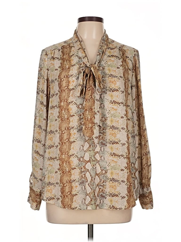 Pre-owned Rachel Zoe Tjx Long Sleeve Blouse In Brown