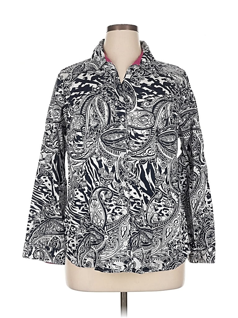 Pre-owned Cj Banks 3/4 Sleeve Blouse In Silver