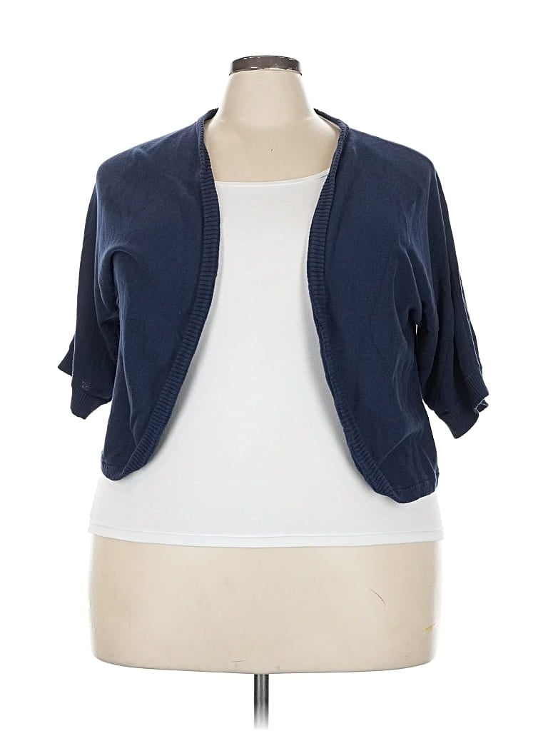 Pre-owned Woman Within Cardigan Sweater In Blue