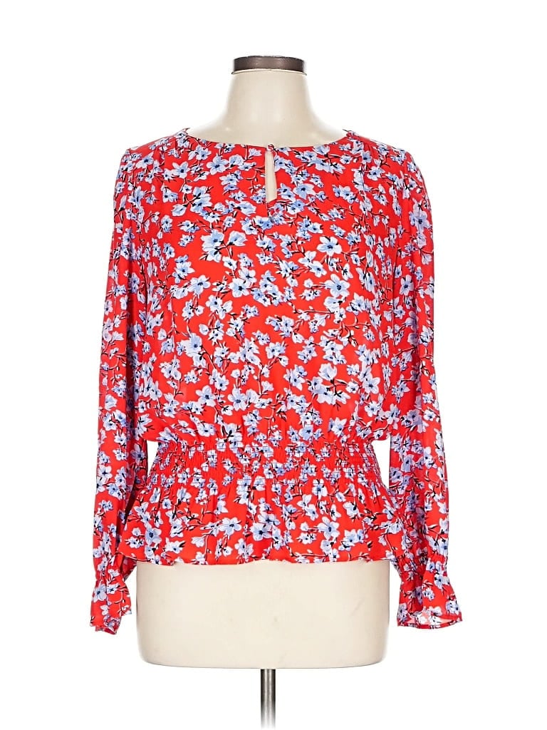 Pre-owned Premise Long Sleeve Blouse In Red