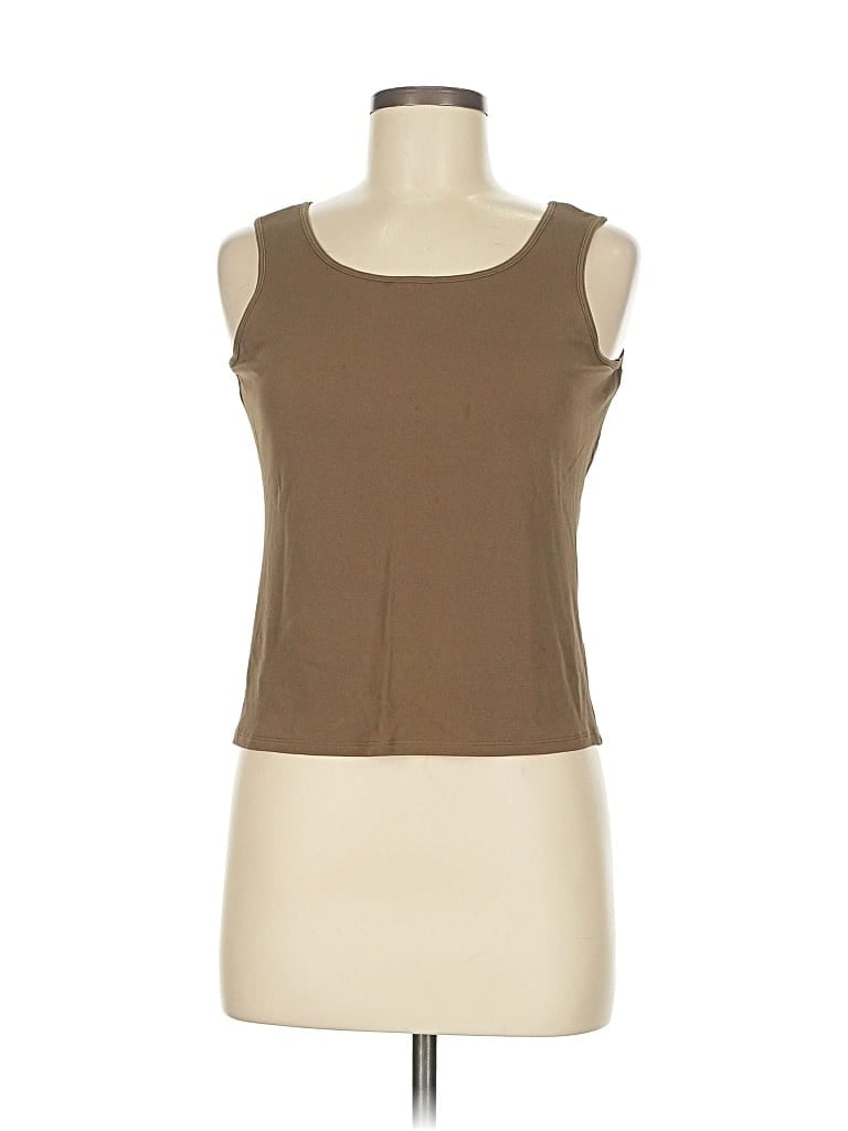 EILEEN FISHER Pre-owned Sleeveless Top Brown Solid Pattern Scoop Neck Tops